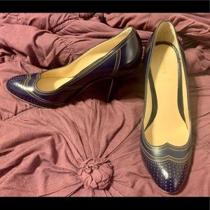 Fendi Navy Blue Perforate Pumps